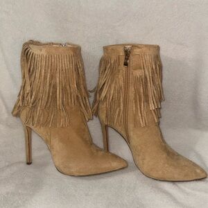 Lulu's Tan Fringe Heeled Boots